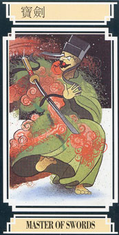  - Golden Dragon Tarot - ̴ - Page Of Swords