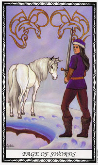  - Unicorn Tarot - ̴ - Page Of Swords