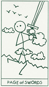  - Stick Figure Tarot - ̴ - Page Of Swords