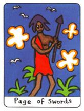  - African Tarot - ̴ - Page Of Swords