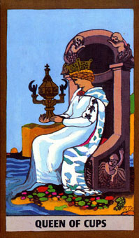 ɫΰ - Golden Rider Tarot - ʥ - Queen Of Cups