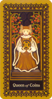 è - Medieval Cat Tarot - Ǯ - Queen Of Pentacles