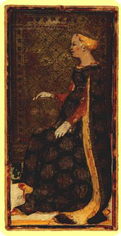 ˹ - Visconti Sforza Tarot - Ǯ - Queen Of Pentacles