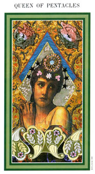 Ȼ - The Enchanted Tarot - Ǯ - Queen Of Pentacles