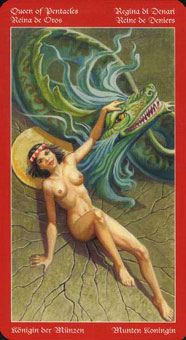  - Dragons Tarot - Ǯ - Queen Of Pentacles