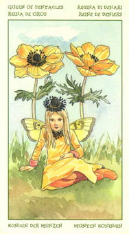 ֮ - The Spirit Of Flowers Tarot - Ǯ - Queen Of Pentacles