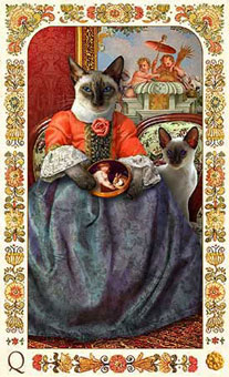 ˲è - Baroque Bohemian Cats Tarot - Ǯ - Queen Of Pentacles