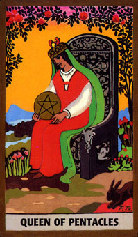 ɫΰ - Golden Rider Tarot - Ǯ - Queen Of Pentacles