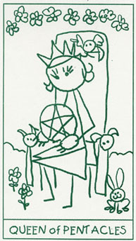  - Stick Figure Tarot - Ǯ - Queen Of Pentacles