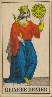 1JJʿ1870 - 1JJ Swiss Tarot 1870 - Ǯ - Queen Of Pentacles