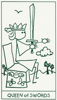  - Stick Figure Tarot -  - Queen Of Swords