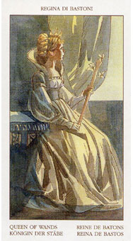 塔罗牌 - tarot of the renaissance - 权杖王后 - queen of wands