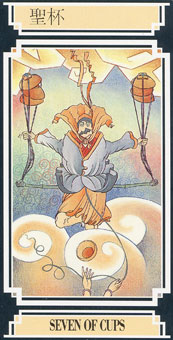  - Golden Dragon Tarot - ʥ - Seven Of Cups