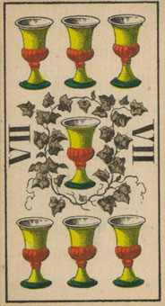 1JJʿ1870 - 1JJ Swiss Tarot 1870 - ʥ - Seven Of Cups