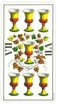 1JJʿ1974 - 1JJ Swiss Tarot 1974 - ʥ - Seven Of Cups