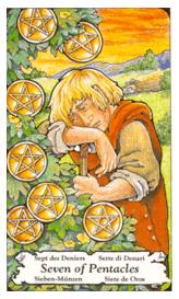 ɭ޲ - Hanson Roberts Tarot - Ǯ - Seven Of Pentacles