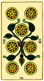  - Marseilles Tarot - Ǯ - Seven Of Pentacles