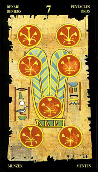  - Egyptian Tarot - Ǯ - Seven Of Pentacles