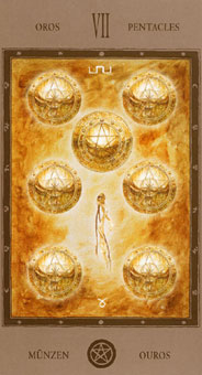 Թ - The Labyrinth Tarots - Ǯ - Seven Of Pentacles