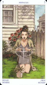 ͽ - Pagan Tarot - Ǯ - Seven Of Pentacles