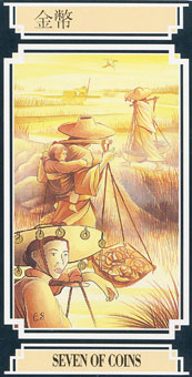  - Golden Dragon Tarot - Ǯ - Seven Of Pentacles