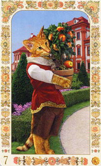 ˲è - Baroque Bohemian Cats Tarot - Ǯ - Seven Of Pentacles