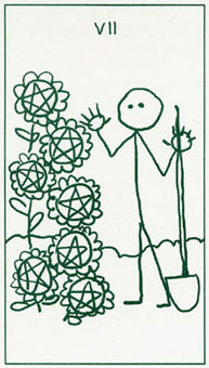  - Stick Figure Tarot - Ǯ - Seven Of Pentacles