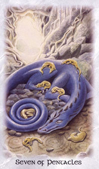  - The Celtic Dragon Tarot - Ǯ - Seven Of Pentacles