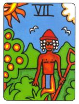  - African Tarot - Ǯ - Seven Of Pentacles