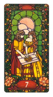  - Art Nouveau Tarot - Ǯ - Seven Of Pentacles