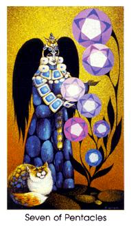 è - Cat People Tarot - Ǯ - Seven Of Pentacles