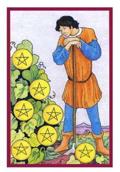 ³ - Epicurean Tarot - Ǯ - Seven Of Pentacles