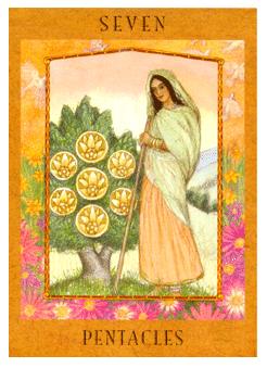 Ů - Goddess Tarot - Ǯ - Seven Of Pentacles