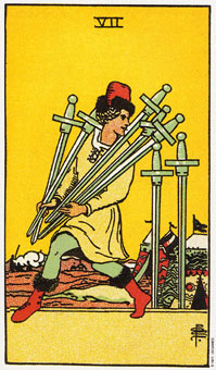 ԭʼΰ - Original Rider-Waite Tarot -  - Seven Of Swords