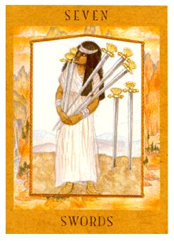 Ů - Goddess Tarot -  - Seven Of Swords