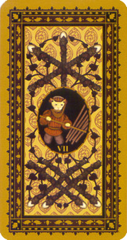 è - Medieval Cat Tarot - Ȩ - Seven Of Wands