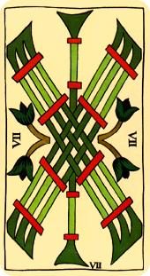  - Marseilles Tarot - Ȩ - Seven Of Wands