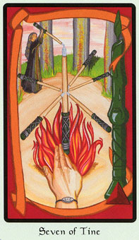  - Faery Wicca Tarot - Ȩ - Seven Of Wands