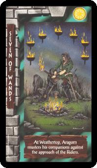 ֮ - Lord of the Rings Tarot - Ȩ - Seven Of Wands