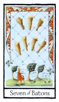 Ӣʼ - Old English Tarot - Ȩ - Seven Of Wands