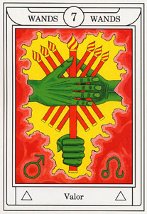 ƽ - Golden Dawn Magical Tarot - Ȩ - Seven Of Wands