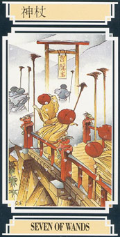  - Golden Dragon Tarot - Ȩ - Seven Of Wands