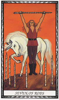  - Unicorn Tarot - Ȩ - Seven Of Wands