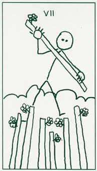  - Stick Figure Tarot - Ȩ - Seven Of Wands