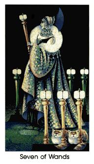 è - Cat People Tarot - Ȩ - Seven Of Wands