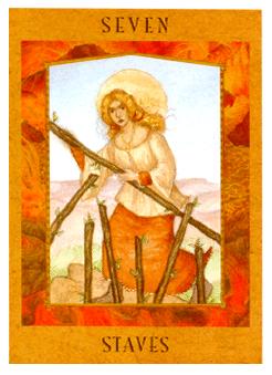 Ů - Goddess Tarot - Ȩ - Seven Of Wands