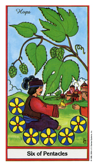 ҩ - Herbal Tarot - Ǯ - Six Of Pentacles