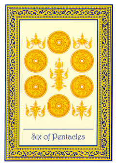 ̩ʼ - Royal Thai Tarot - Ǯ - Six Of Pentacles