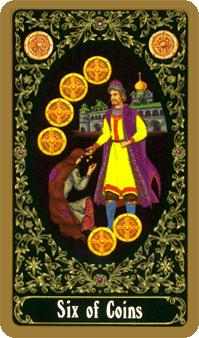  - Russian Tarot - Ǯ - Six Of Pentacles