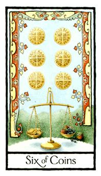 Ӣʼ - Old English Tarot - Ǯ - Six Of Pentacles